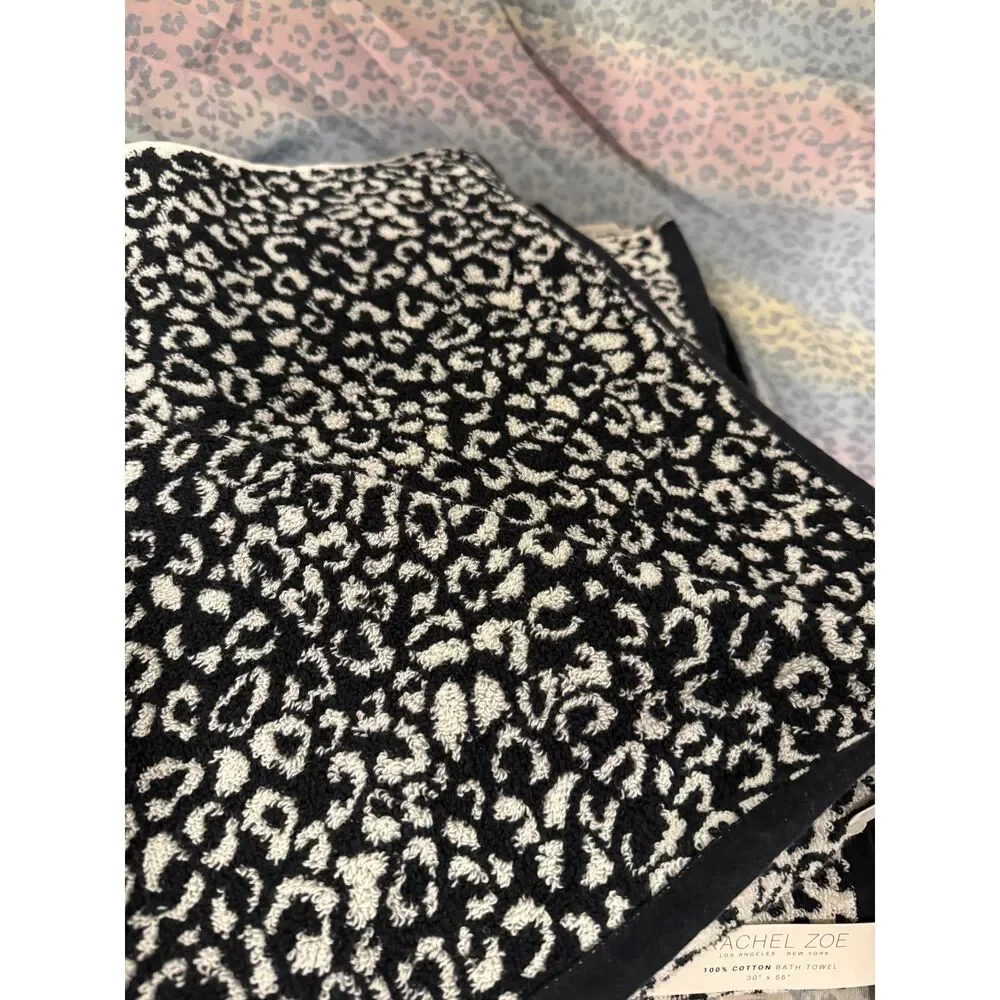 Rachel Zoe Leopard cheetahTowel Set Bath, Hand, Washcloths NWT reversable